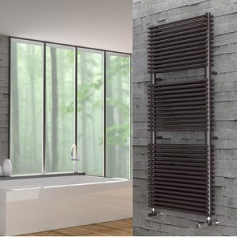 Hot water towel radiator / electric / vertical / mild steel