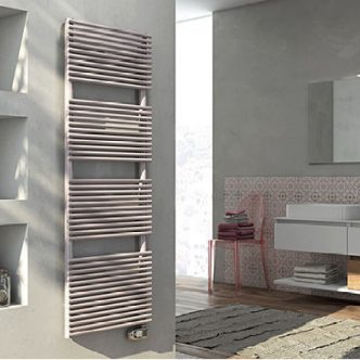 Hot water towel radiator / electric / vertical / mild steel