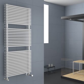 Electric towel radiator / hot water / vertical / bathroom
