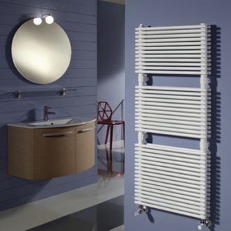 Electric towel radiator / hot water / vertical / bathroom